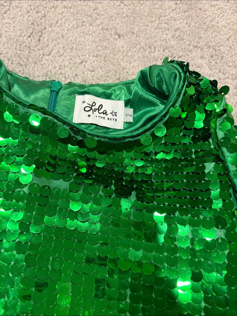 Lola + The Boys Shimmering Green Sequin Dress 2T